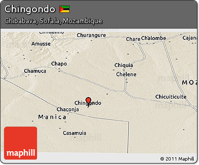 Shaded Relief Panoramic Map of Chingondo