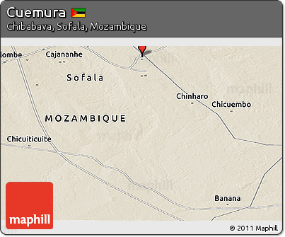 Shaded Relief Panoramic Map of Cuemura