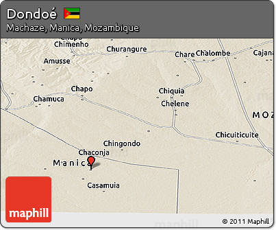 Shaded Relief Panoramic Map of Dondoé