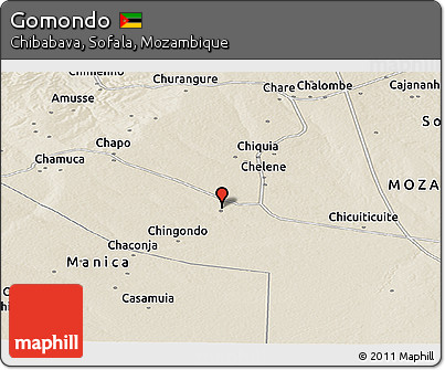 Shaded Relief Panoramic Map of Gomondo
