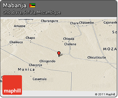 Shaded Relief Panoramic Map of Mabanja