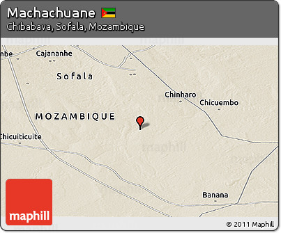Shaded Relief Panoramic Map of Machachuane