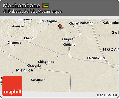 Shaded Relief Panoramic Map of Machombane