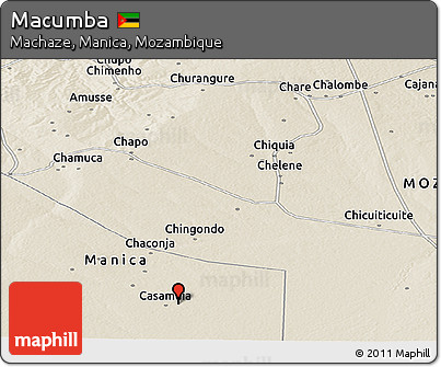Shaded Relief Panoramic Map of Macumba