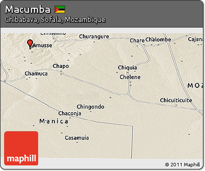 Shaded Relief Panoramic Map of Macumba