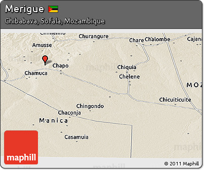 Shaded Relief Panoramic Map of Merigue