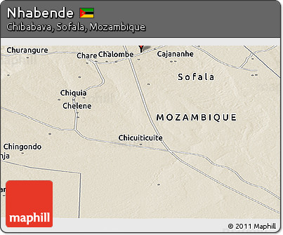Shaded Relief Panoramic Map of Nhabende