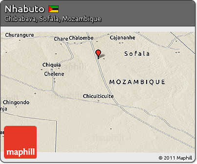 Shaded Relief Panoramic Map of Nhabuto