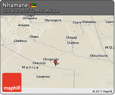 Shaded Relief Panoramic Map of Nhamane