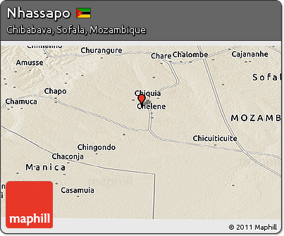 Shaded Relief Panoramic Map of Nhassapo