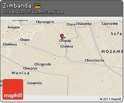 Shaded Relief Panoramic Map of Zimbanda