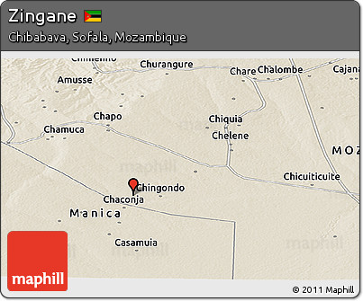 Shaded Relief Panoramic Map of Zingane