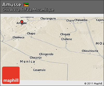 Shaded Relief Panoramic Map of Amusse