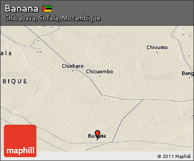 Shaded Relief Panoramic Map of Banana