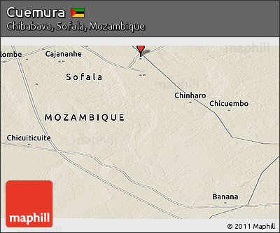 Shaded Relief Panoramic Map of Cuemura