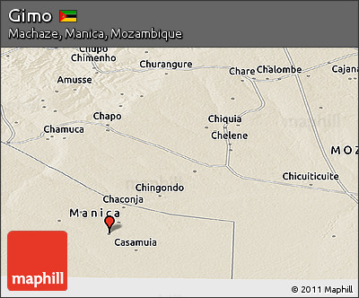 Shaded Relief Panoramic Map of Gimo