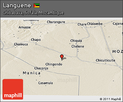 Shaded Relief Panoramic Map of Languene