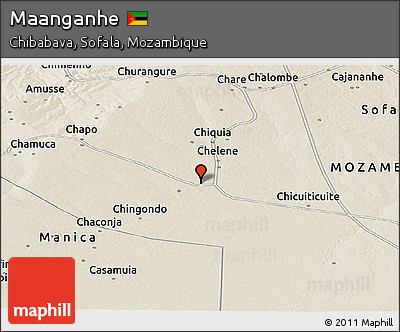 Shaded Relief Panoramic Map of Maanganhe