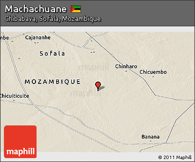 Shaded Relief Panoramic Map of Machachuane