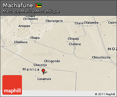 Shaded Relief Panoramic Map of Machafune