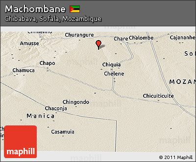 Shaded Relief Panoramic Map of Machombane