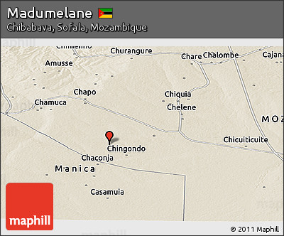 Shaded Relief Panoramic Map of Madumelane