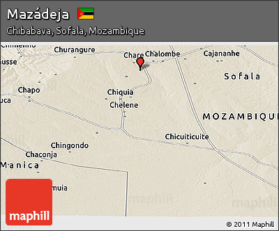 Shaded Relief Panoramic Map of Mazádeja