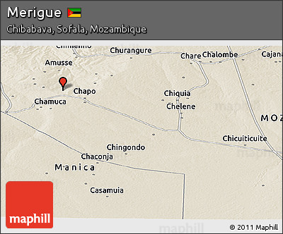 Shaded Relief Panoramic Map of Merigue