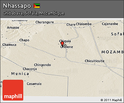 Shaded Relief Panoramic Map of Nhassapo