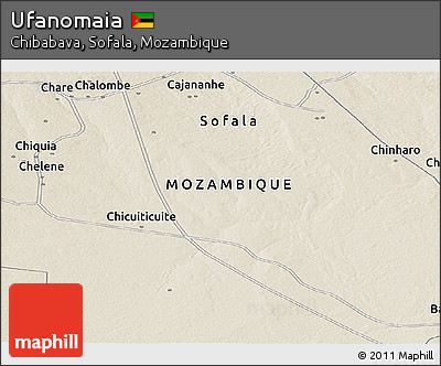 Shaded Relief Panoramic Map of Ufanomaia