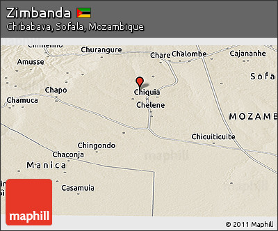 Shaded Relief Panoramic Map of Zimbanda