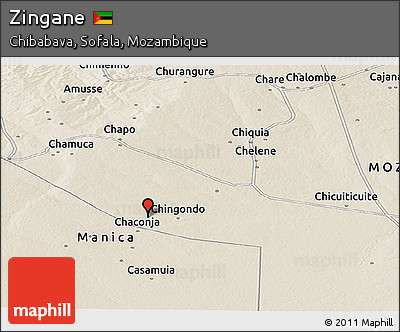 Shaded Relief Panoramic Map of Zingane