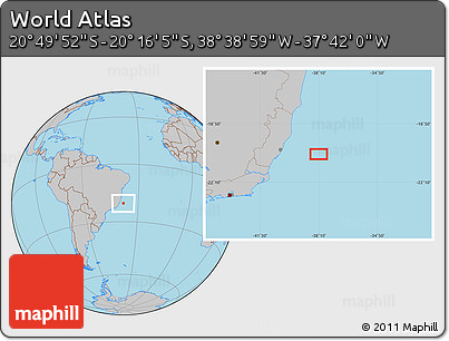Gray Location Map of the Area around 20° 32' 59" S, 38° 10' 29" W