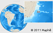 Shaded Relief Location Map of the area around 20° 32' 59" S, 38° 10' 29" W