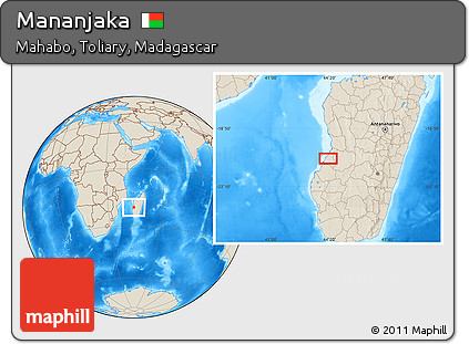 Shaded Relief Location Map of Mananjaka
