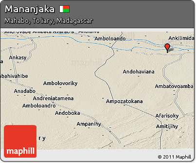 Shaded Relief Panoramic Map of Mananjaka