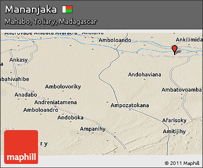 Shaded Relief Panoramic Map of Mananjaka