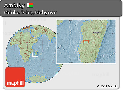 Savanna Style Location Map of Ambiky, hill shading