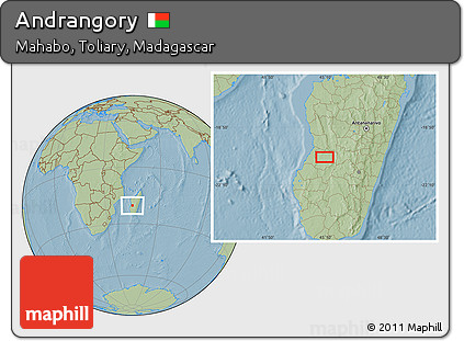Savanna Style Location Map of Andrangory, hill shading