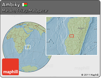 Savanna Style Location Map of Ambiky, hill shading