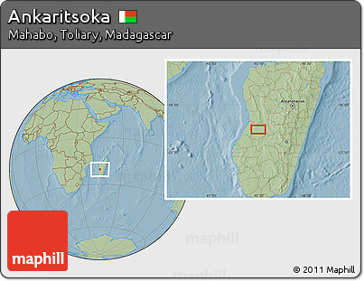 Savanna Style Location Map of Ankaritsoka, hill shading