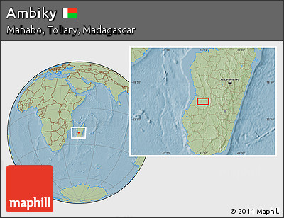 Savanna Style Location Map of Ambiky, hill shading