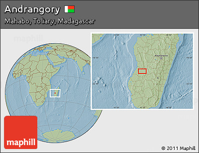 Savanna Style Location Map of Andrangory, hill shading