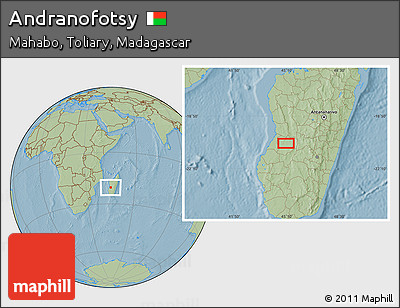 Savanna Style Location Map of Andranofotsy, hill shading