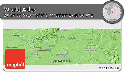 Political Panoramic Map of the Area around 20° 32' 59" S, 45° 7' 30" E