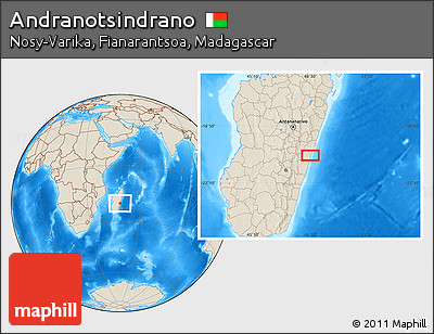 Shaded Relief Location Map of Andranotsindrano