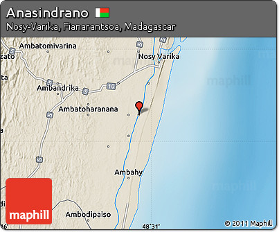 Shaded Relief Map of Anasindrano