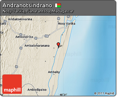 Shaded Relief Map of Andranotsindrano