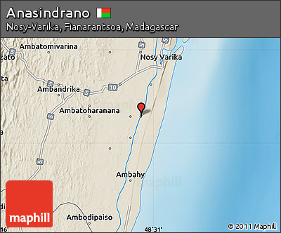 Shaded Relief Map of Anasindrano