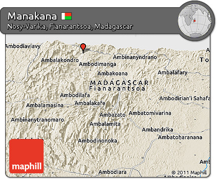 Shaded Relief Panoramic Map of Manakana